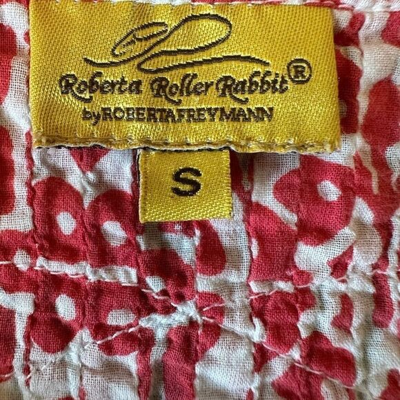 ROBERTA ROLLER RABBIT Women’s Shirred Detail Popover Top Orange/White Size Small - Picture 2 of 14